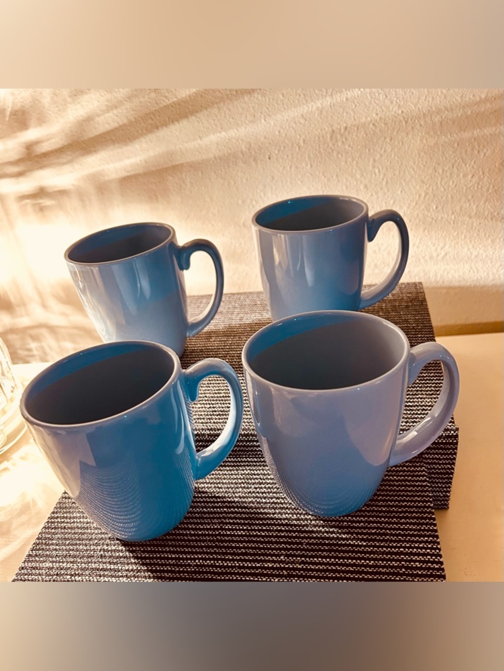 Corelle Blue Ceramic Mugs - Set of 4